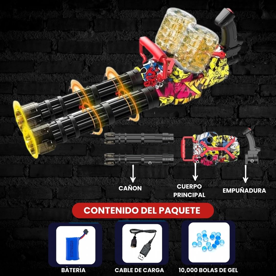 Rifle metralladora Tornado 360 Giratoria Lanza Bolas Hidro Gel