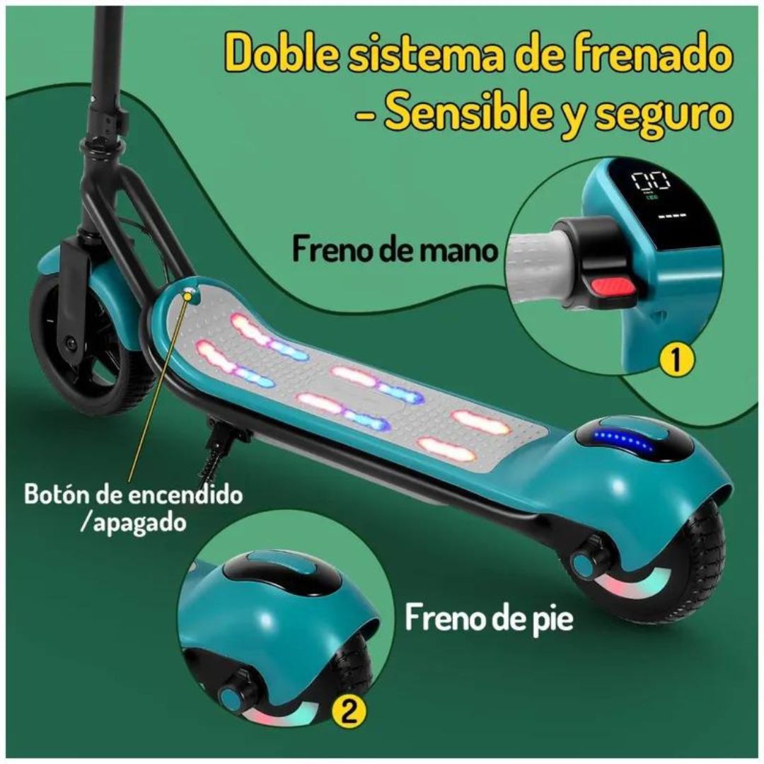 Scooter Electrica Bluetooth LED Para Niños y Adolescentes