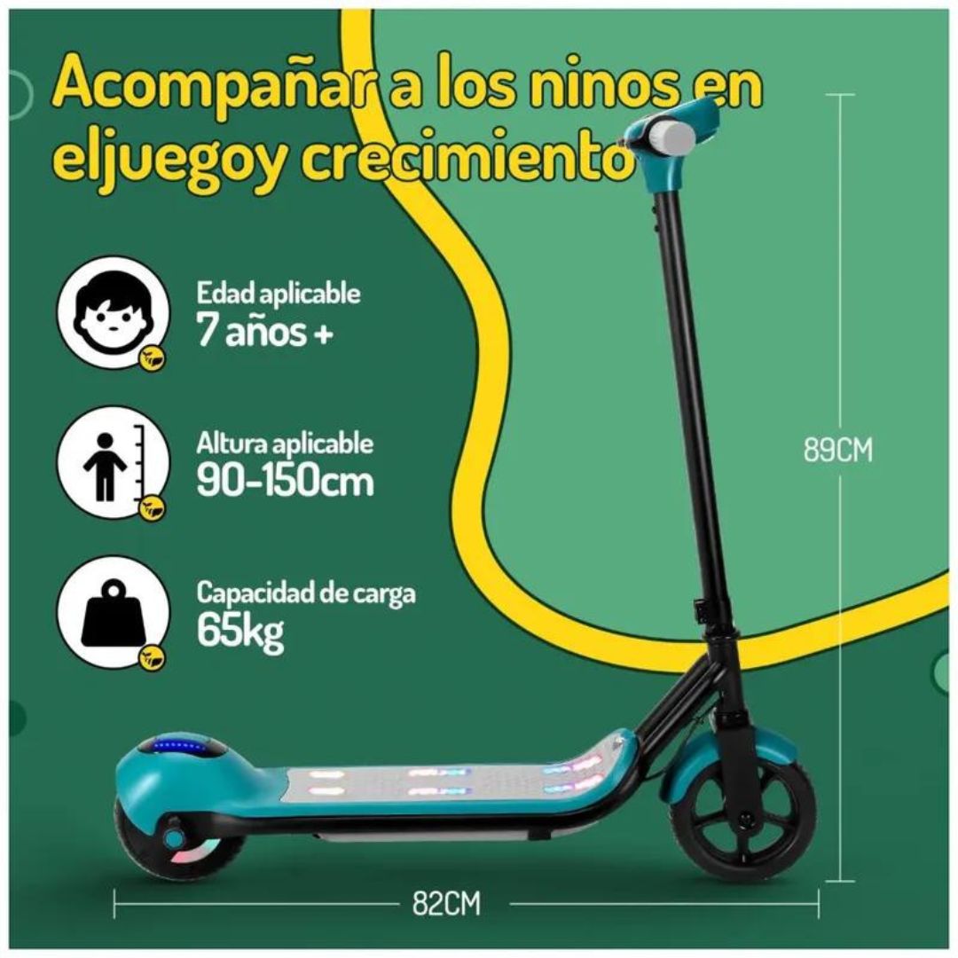 Scooter Electrica Bluetooth LED Para Niños y Adolescentes