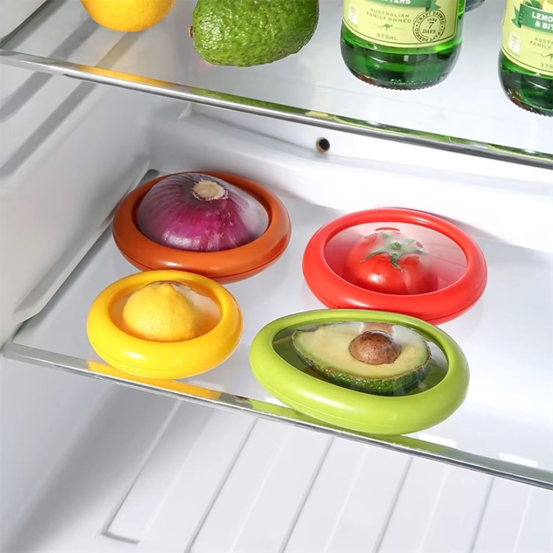 CAITOP® Set de 4 Recipientes de Silicona para Conservar Frutas y Verduras