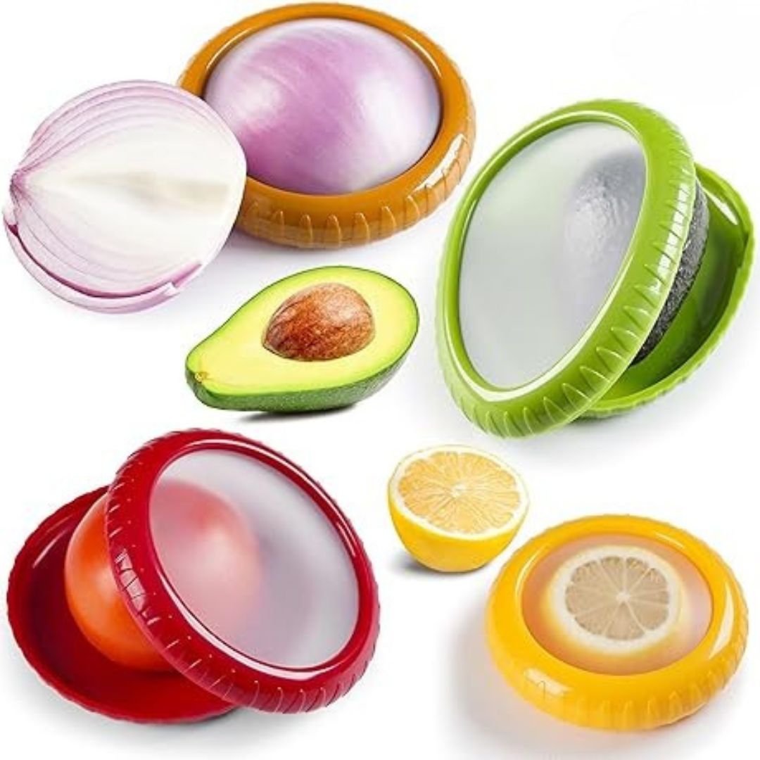 CAITOP® Set de 4 Recipientes de Silicona para Conservar Frutas y Verduras