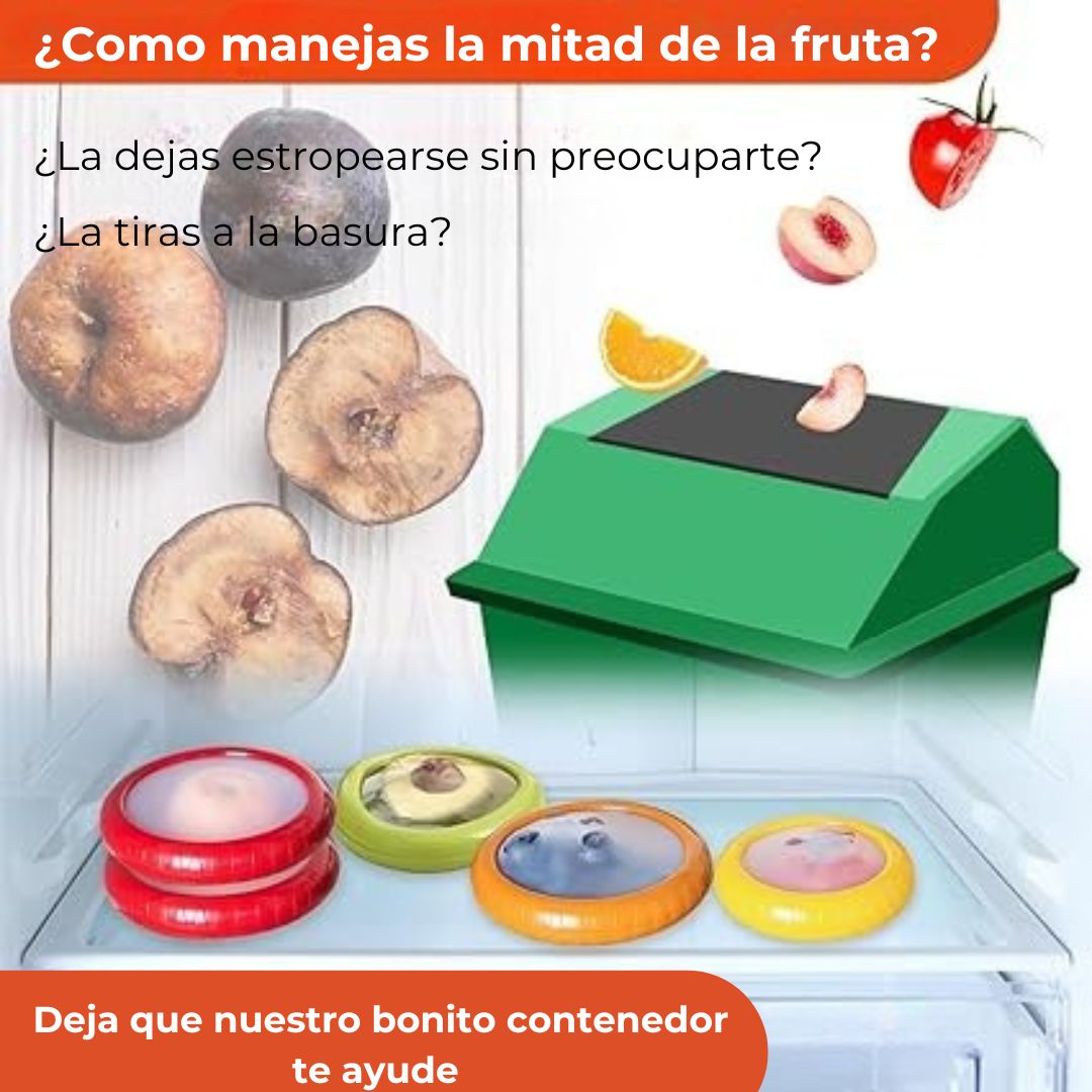 CAITOP® Set de 4 Recipientes de Silicona para Conservar Frutas y Verduras