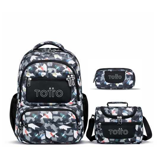Set Escolar Totto 3 en 1 - Gris Urbano