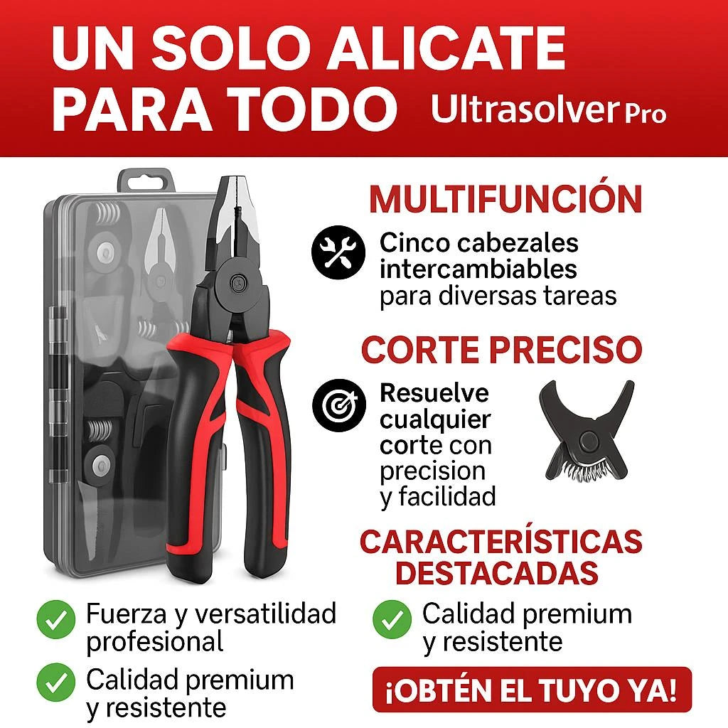 Alicate Multifuncional  Ultrasolver® PRO 5 en 1 – Precisión, fuerza y versatilidad en una sola herramienta